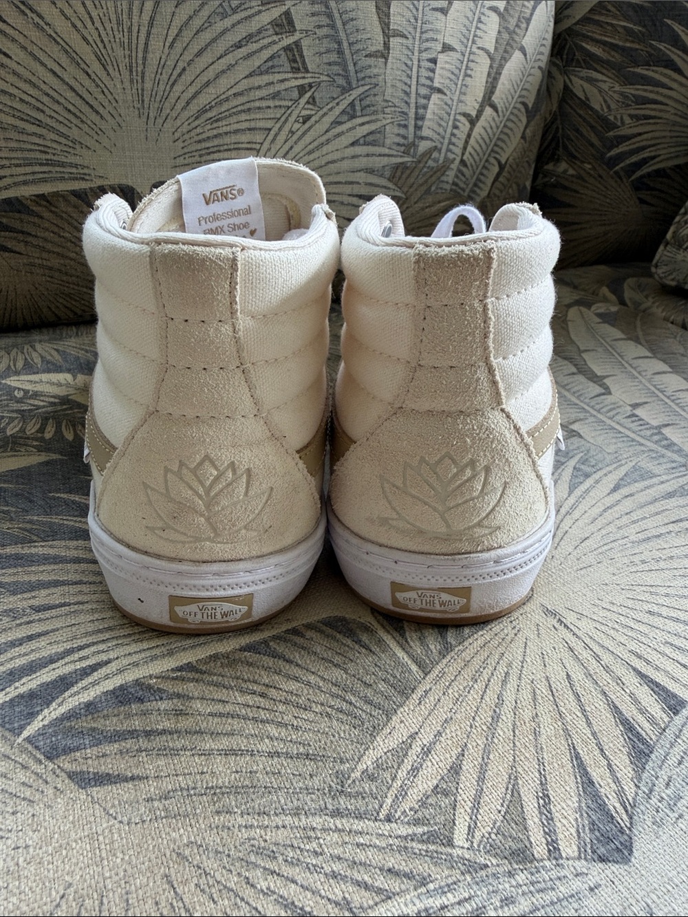 Vans High-Top Sneakers in Cream and Tan - Picture 9 of 11